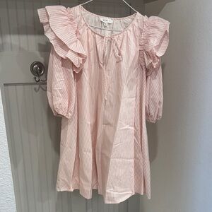 Pink Striped Ruffle Dress